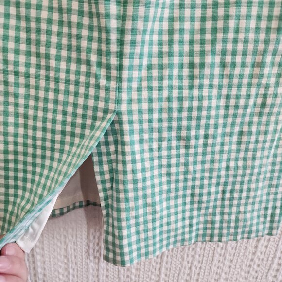 Boden Green White Gingham Lined Pencil Skirt Women's Size 10R - Picture 11 of 14